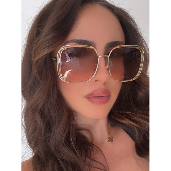 NEW Dior FilDior S1U Square Sunglasses in Gold Brown